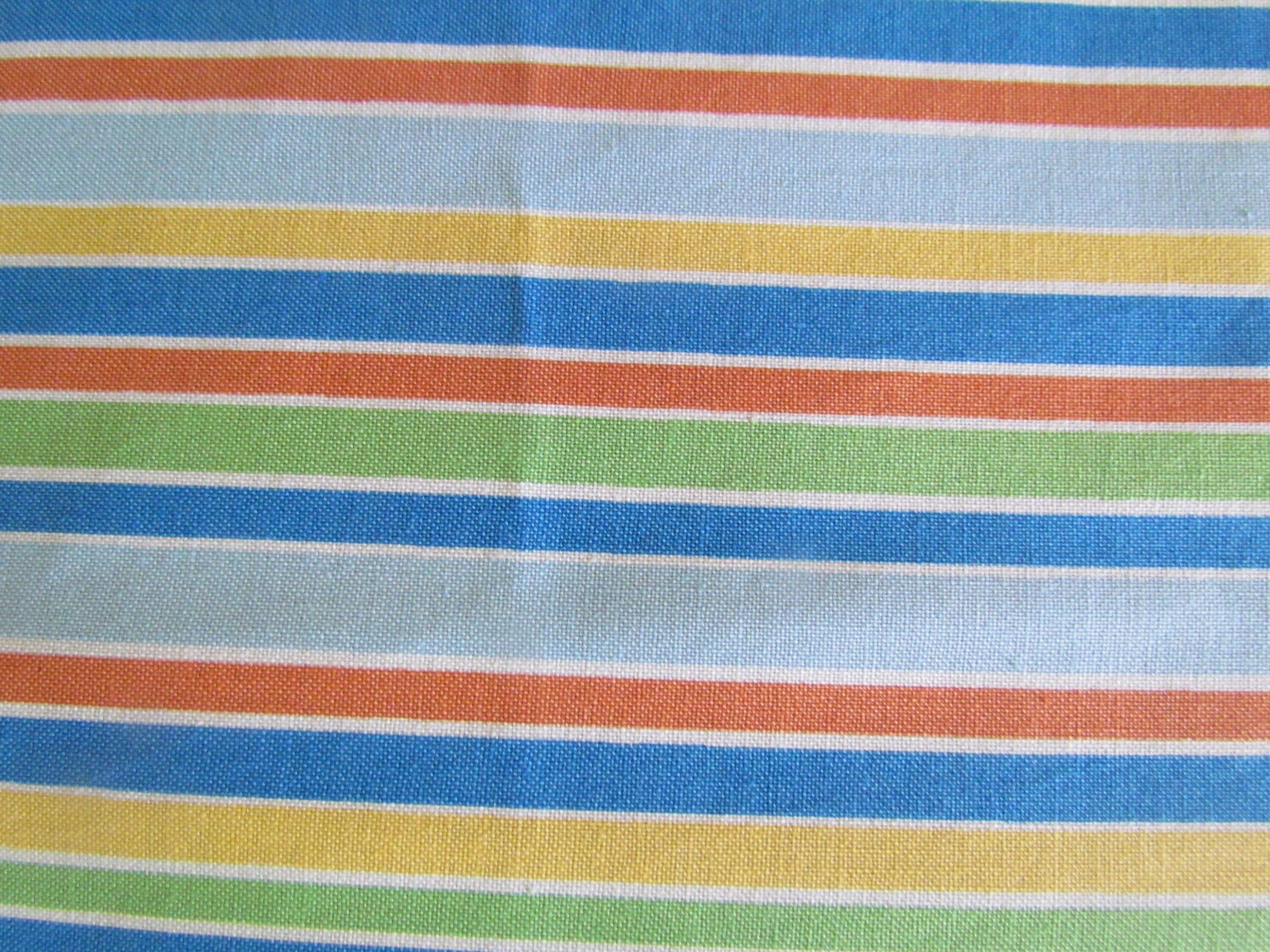 Fabric Stripes Primary Colors Blue Orange Yellow Green Novelty Etsy