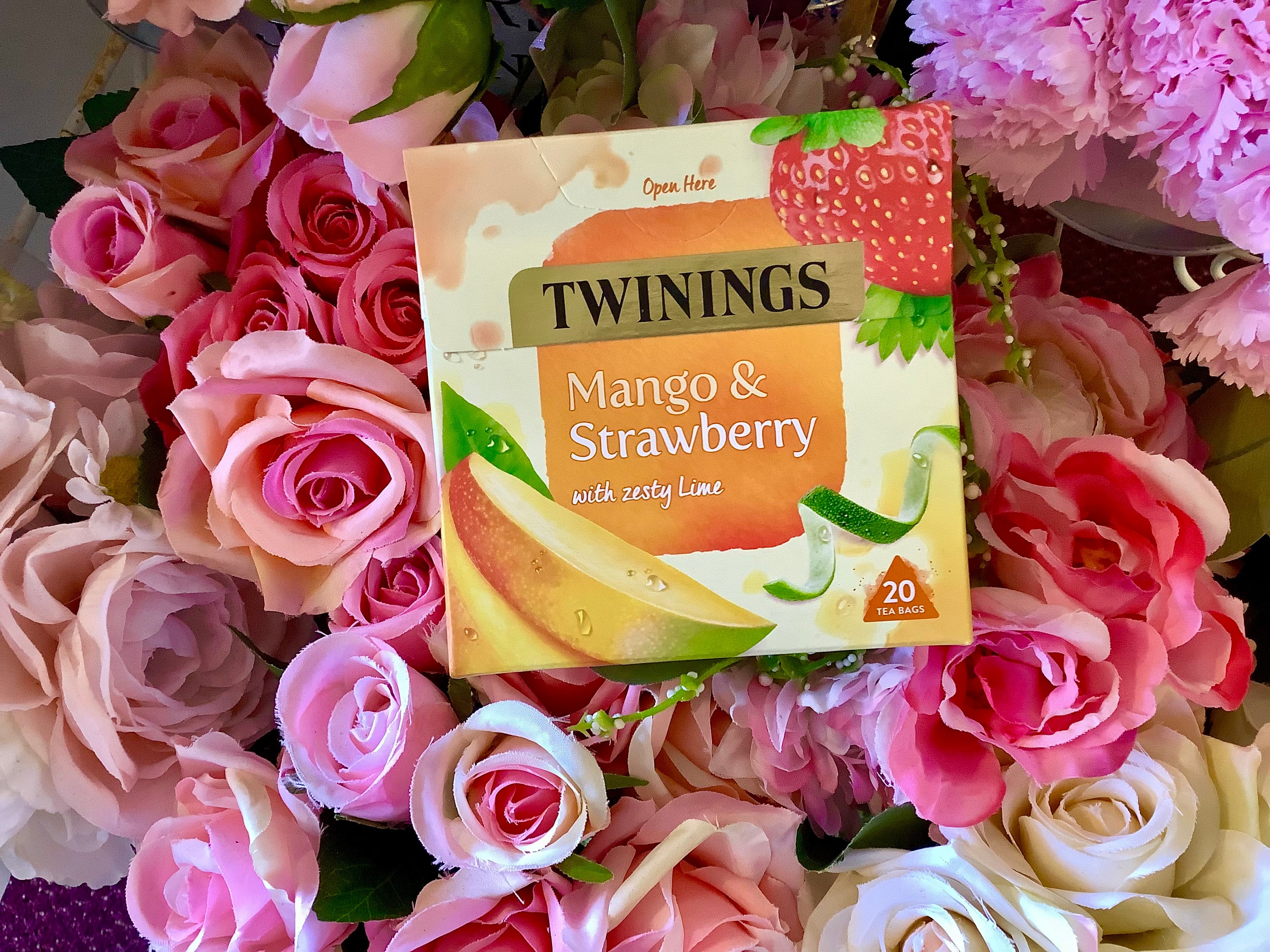 Tea. Twinings From England. Mango & Strawberry With Zesty Lime. Box 20 Pyramid Teabags. Gift For Tea Lovers, Tea Party Hostess