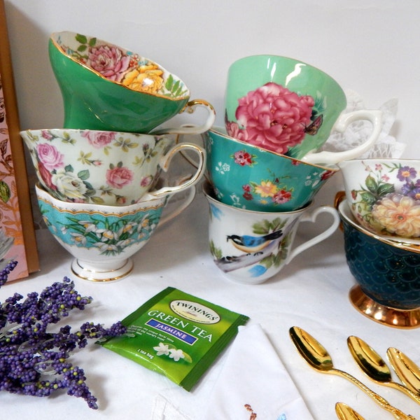Green Tea Cups and Saucer Etsy UK