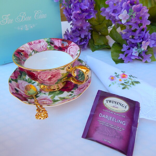 Pink Rose Tea Cup - Etsy