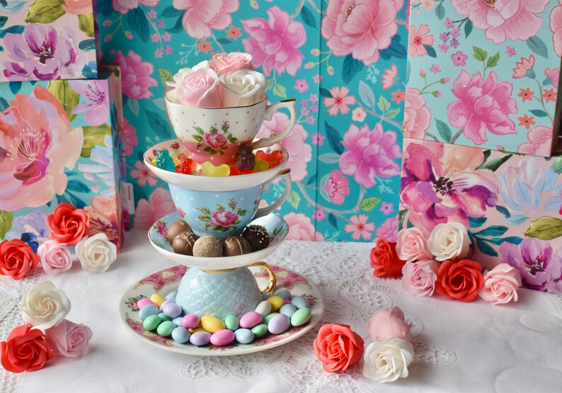 Tea Gifts. Mismatched Tea Cups and Saucers. Party Favors Etsy