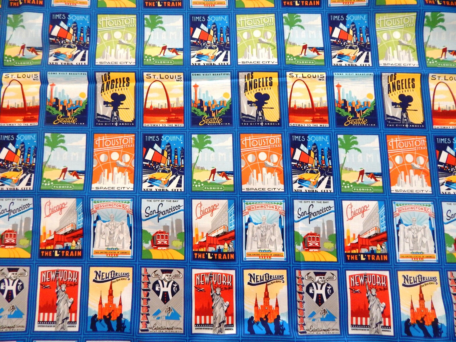 Fabric Cities in the USA Postcard Posters. Los Angeles New Etsy
