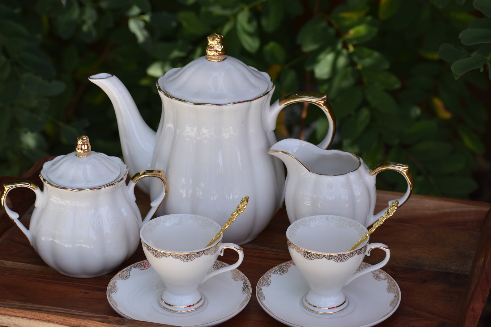 Downton Abbey Party. 20 Piece White Gold Teapot Sugar Bowl Etsy