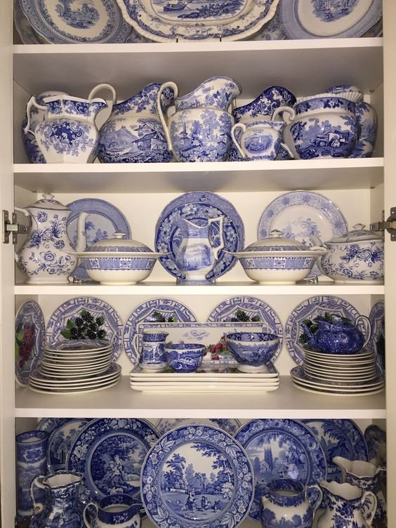 Blue and White Dinner Plates  Mismatched china  porcelain dishes  new vintage, mix and match. Wedding rehearsal,  Bridesmaid Luncheon (9-11)