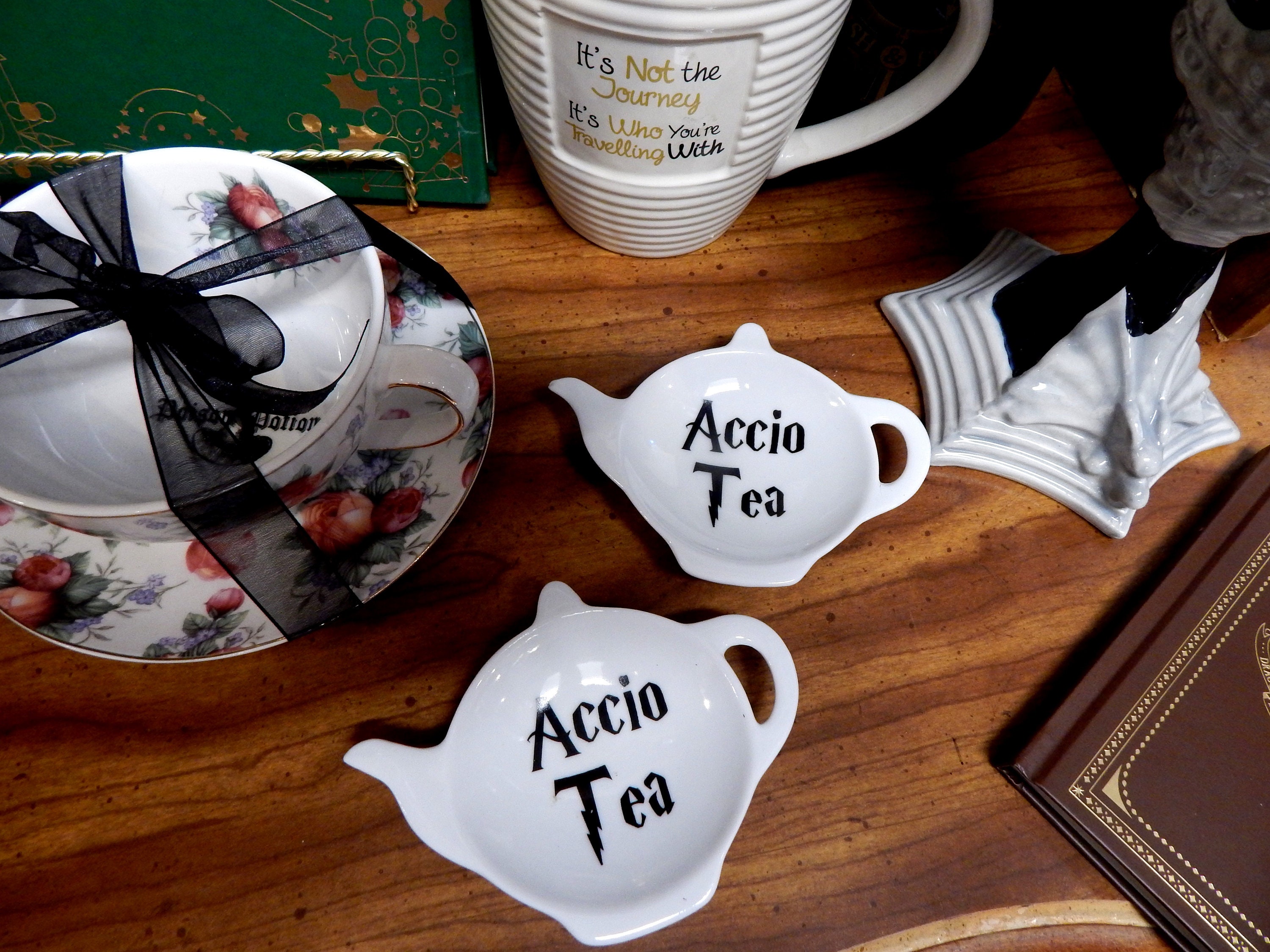 Support personnalisé pour sachet de thé Accio, faveurs de Harry Potter,  avec cuillère à thé plaquée or, sachet de thé en vrac de Poudlard. -   France