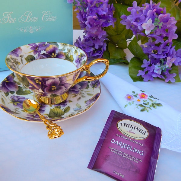 Purple Tea Cup Etsy