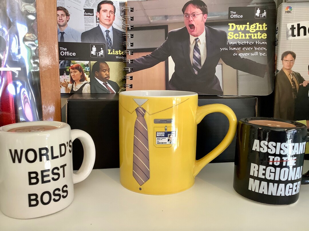Personalized the Office Gift Personalized Dwight Schrute Mug Cup. Dunder Mifflin Employee Badge