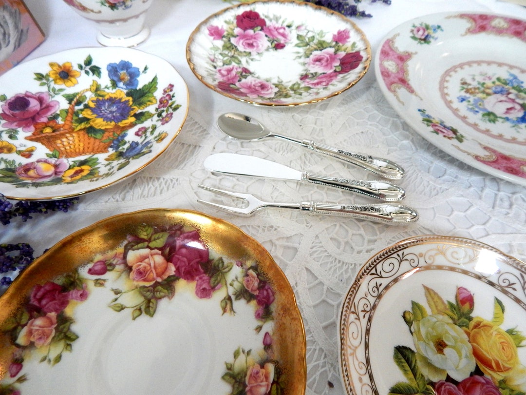 Tea Party Mismatched Plates. China porcelain dishes new Etsy 日本