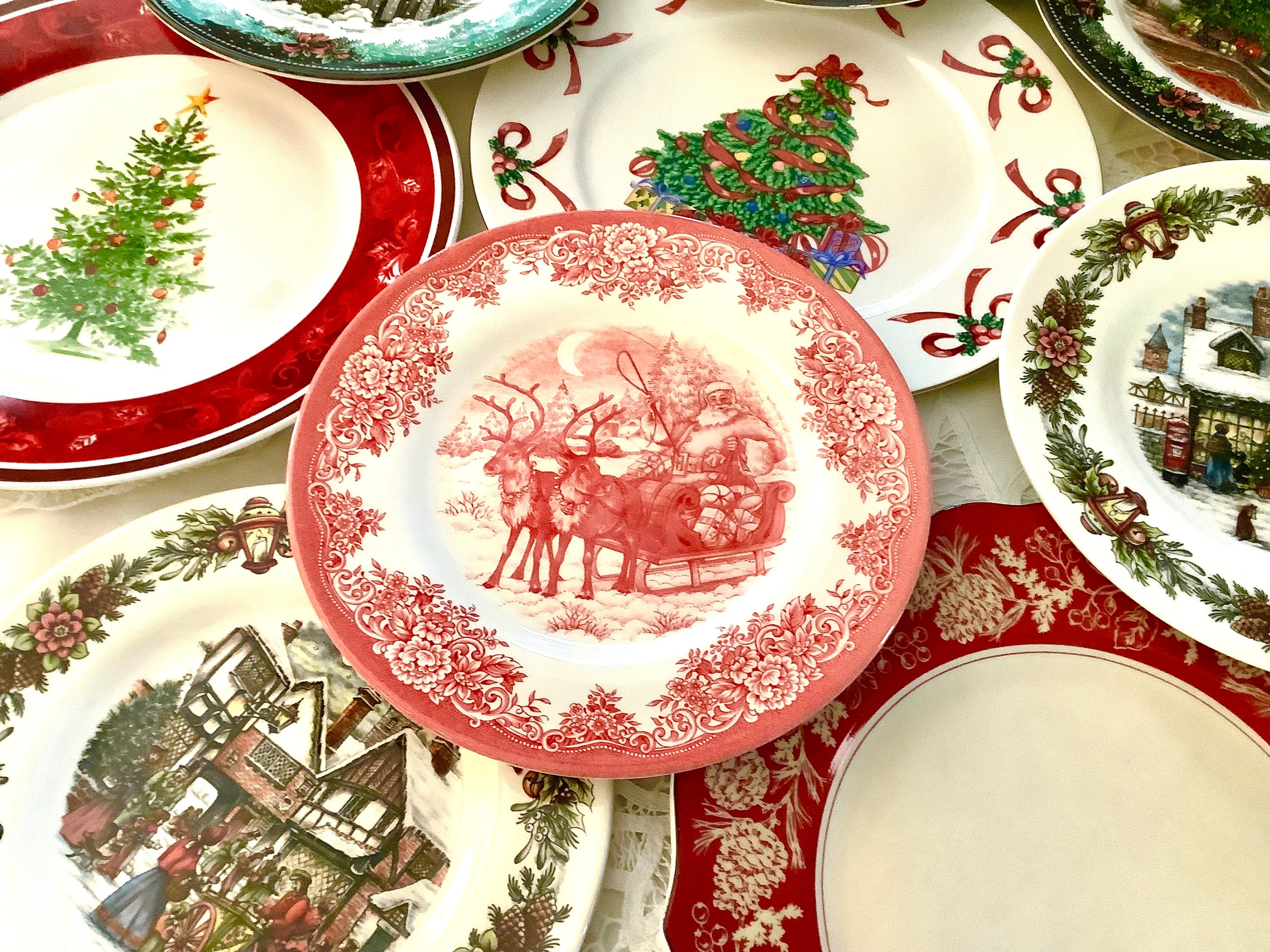 Christmas Dinner Plates. Mismatched China Porcelain Dishes Etsy