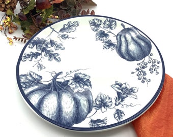 Maxcera Blue and White Pumpkin Dinner Plate - Etsy
