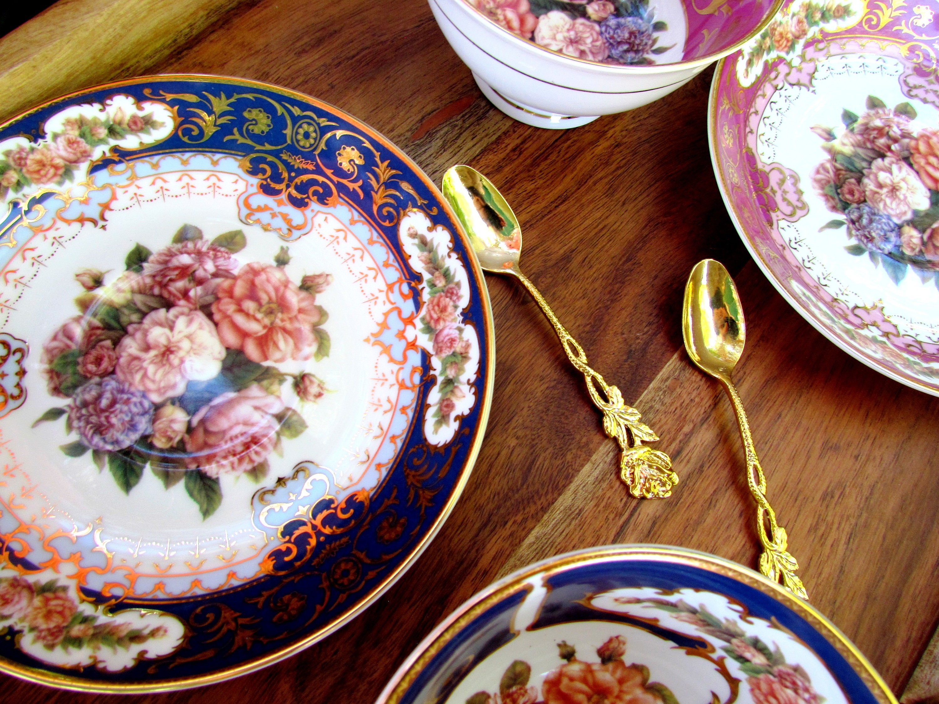 Tea Cups and Saucers. Elegant Queens Crown Jewels Sapphire Etsy