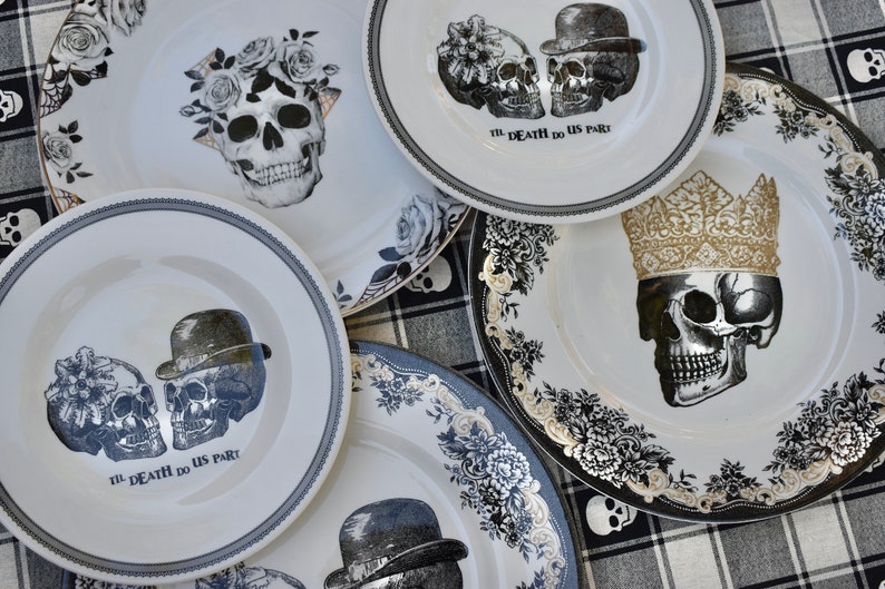 Skull Salad Dessert Appetizer Bread Butter Plates. Etsy