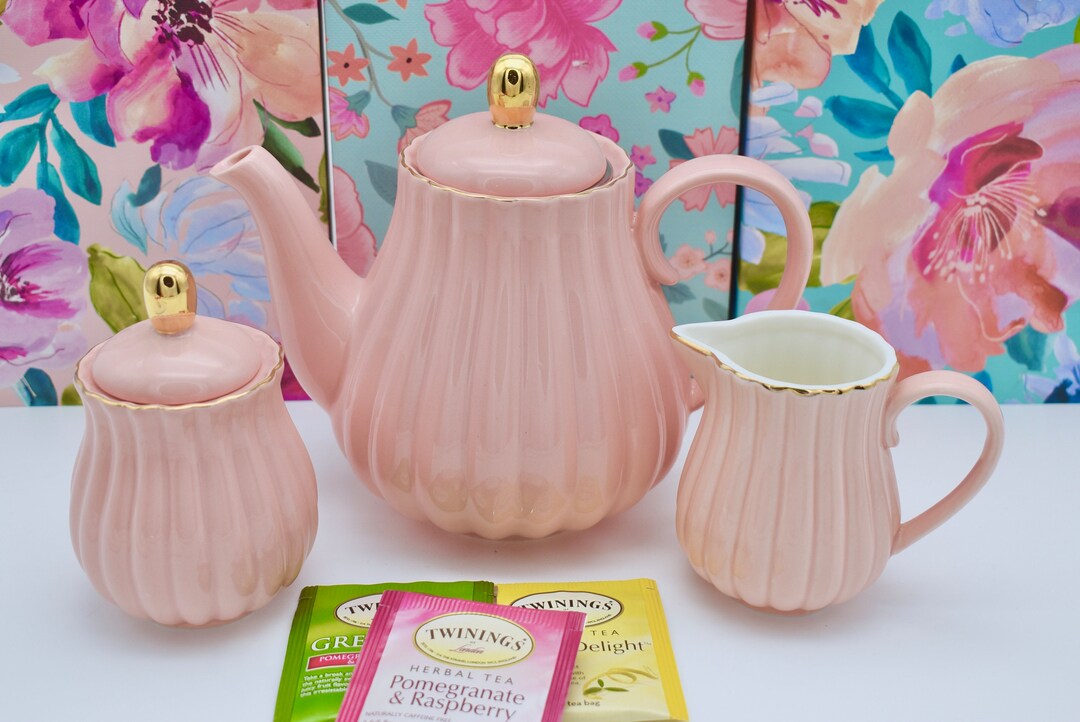 Tea Set Timeless Beauty Blush Pink Rose Pearl and Gold Porcelain