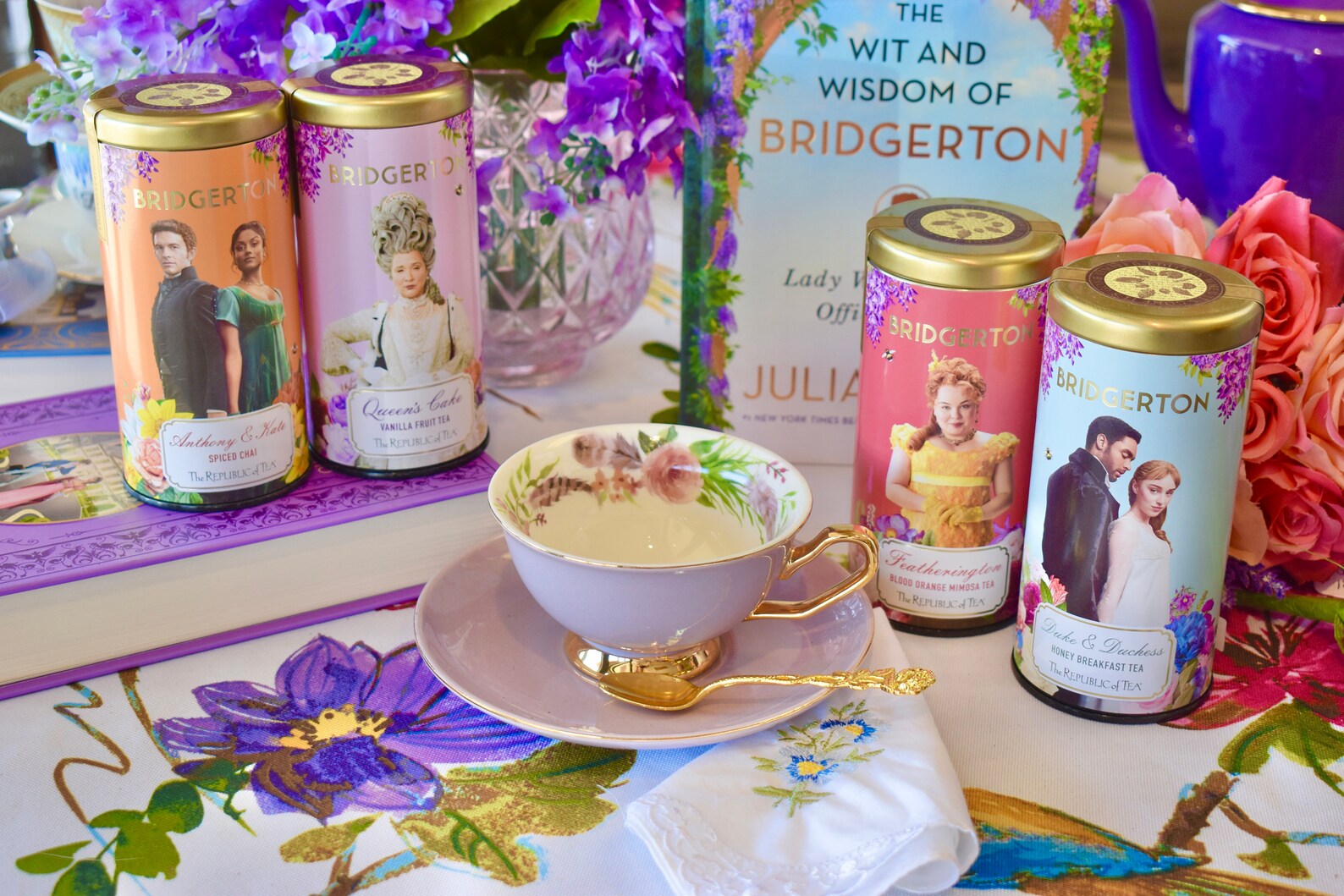 Bridgerton Tea Cup and Saucer Set. Lavender With Flowers With Etsy