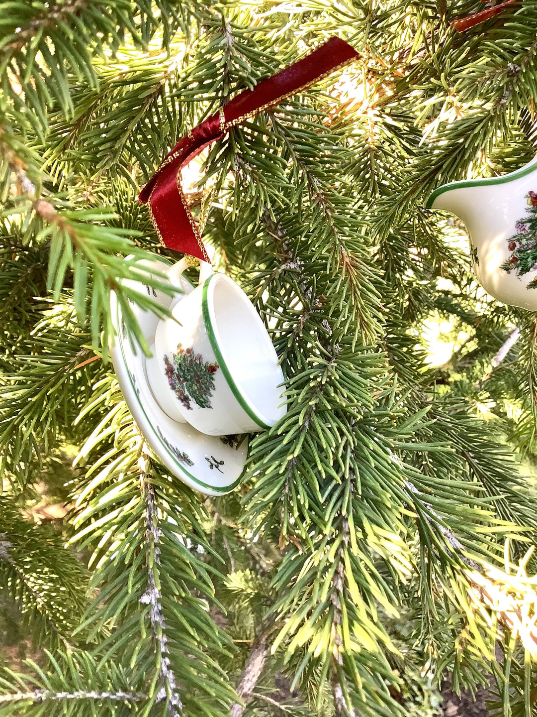 Personalized Tea Cup Ornament Teapot Creamer Spode Porcelain