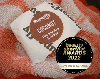 Coconut Solid Hair Conditioner Bar, Vegan, Handmade, Plastic Free, Award Winning