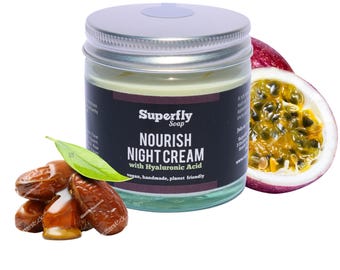 Nourish Night Cream with Hyaluronic Acid 60ml / Moisturiser / Vegan Skincare / Zero Waste / Superfly Soap