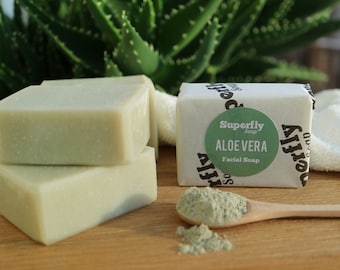 Aloe Vera Face Soap Unscented / 70g Handmade Cold Process Soap / 100% Natural Vegan Facial Soap Artisan / Superfly Soap