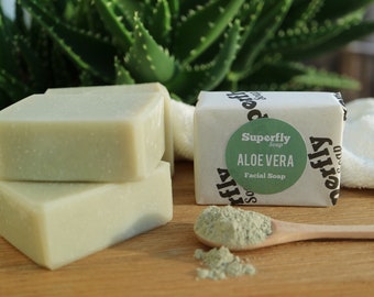 Aloe Vera Gesichtsseife Ohne Duft / 70g handgemachte Kaltprozess-Seife / 100% natürliche Vegane Gesichtsseife Artisan / Superfly Seife