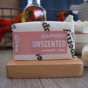 Unscented Solid Shampoo Bar UK 100g-110g / SLS free Shampoo For Soft Water / Plastic Free / Zero Waste / Natural Vegan Soap / Superfly Soap