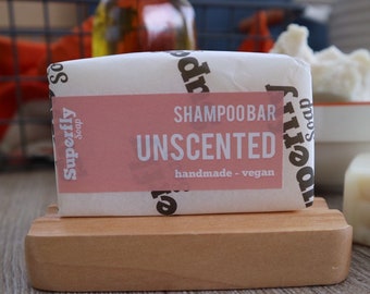 Natural Shampoo Bar For Soft Water, Unscented For Sensitive Scalp, Vegan Handmade, Plastic Free
