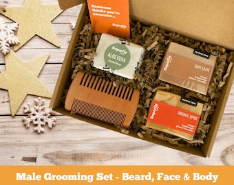 Eco Friendly Male Grooming Gift Set. 100% Vegan. Handmade. Customisable