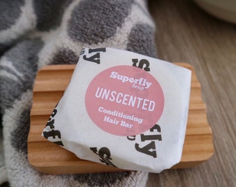 Natural Solid Hair Conditioner Bar, Unscented, Handmade, Vegan, 100% Natural