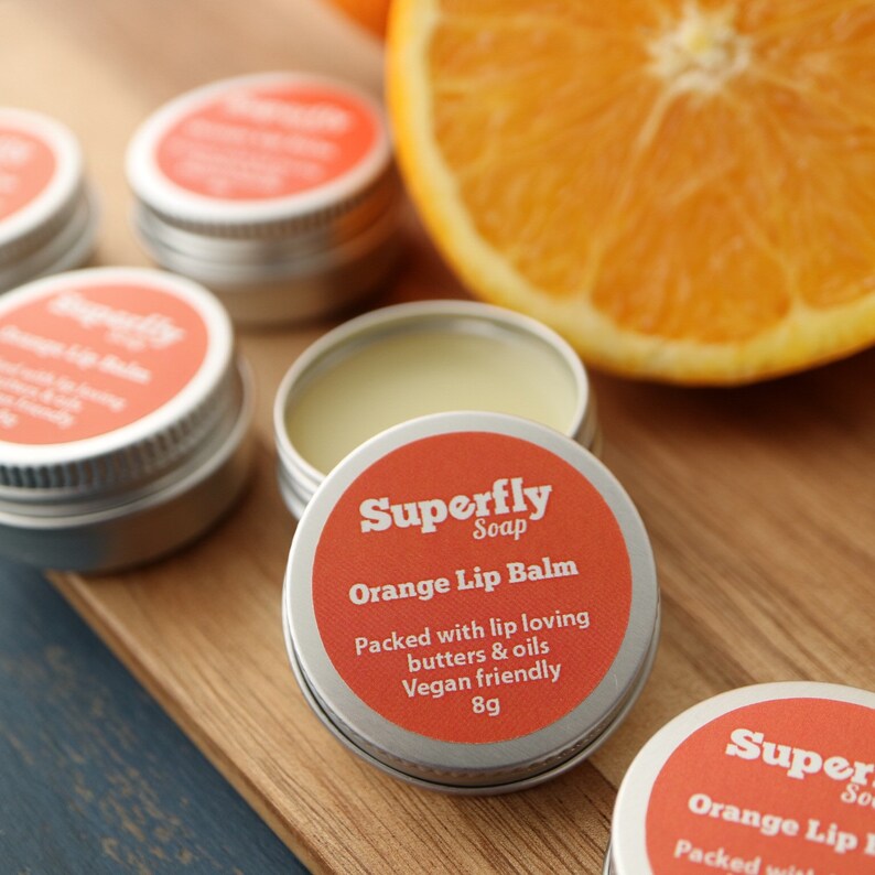 Orange Lip Balm / Handmade Lip Balm / Mint Lip Balm / Vegan Etsy UK