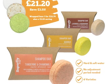 Shampoo Bar Bundle, Vegan, Handmade, 55g. SLS and Soap Free.