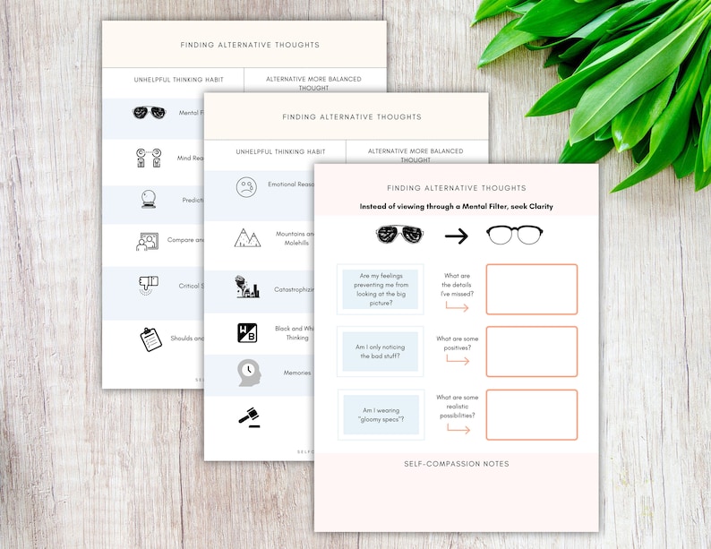 CBT Workbook Journal, Stress Anxiety Worksheet, Cognitive Behavior Therapy, Self Care Planner, Trauma, Self-Healing, Mental Disorder image 4