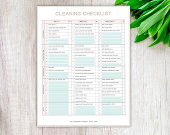 Cleaning Checklist, Editable, Cleaning Schedule, Chore Chart, Digital, Printable, Cleaning Planner, Habit Tracker