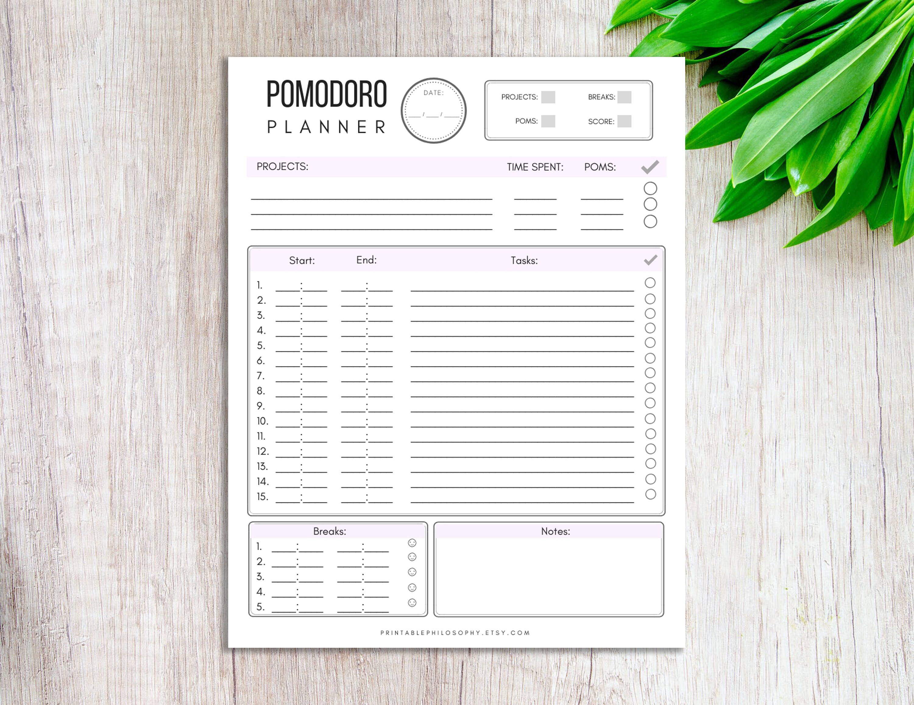 Printable To Do List Pomodoro Timer PRINTABLE POMODORO Planner Student ...