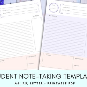 Student Notes Template, Notes Insert, Student Planner, Academic Planner, Printable Inserts, Student Binder, Life Binder, Kikki k, Filofax image 7