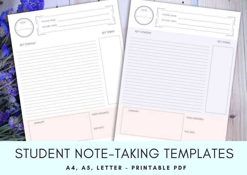 Student Notes Template, Notes Insert, Student Planner, Academic Planner, Printable Inserts, Student Binder, Life Binder, Kikki k, Filofax image 7