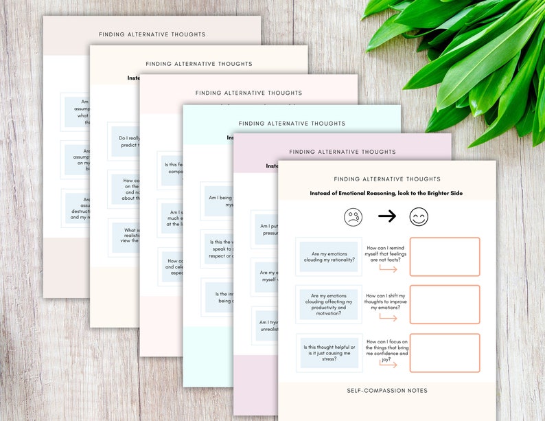 CBT Workbook Journal, Stress Anxiety Worksheet, Cognitive Behavior Therapy, Self Care Planner, Trauma, Self-Healing, Mental Disorder image 5