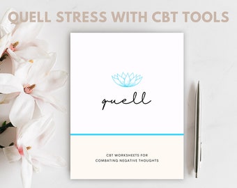 CBT Workbook Journal, Stress Anxiety Worksheet,   Cognitive Behavior Therapy, Self Care Planner, Trauma, Self-Healing, Mental Disorder