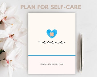 Mental Health Crisis Plan, Bullet Journal, Printable, Digital Planner, Mindfulness, CBT, Therapy, Positivity, Depression, Anxiety, Binder