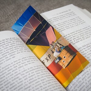 Marcador colorido de balão de ar quente | cartão de seda de qualidade | presente | dupla face | amante de livros