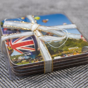 Hot air balloon melamine drinks coasters | set of 4 mixed designs | gifts