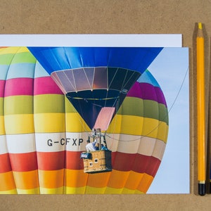 AUSVERKAUF! 5er Pack Grußkarten, Heißluftballons im Flug, große A5 Größe, innen blanko