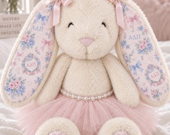 Custom Sorority Bunny | Personalized Big Little Gift, Bid Day Plush Toy