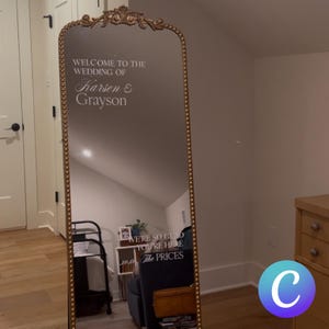 Mall för Canva-välkomstskylt för bröllop: DIY-spegeldekor (digital nedladdning)