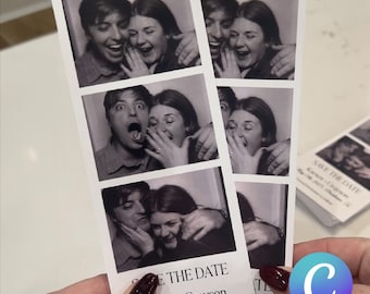 Canva Photo Strip Save the Date Template: 5x7 Wedding Invite