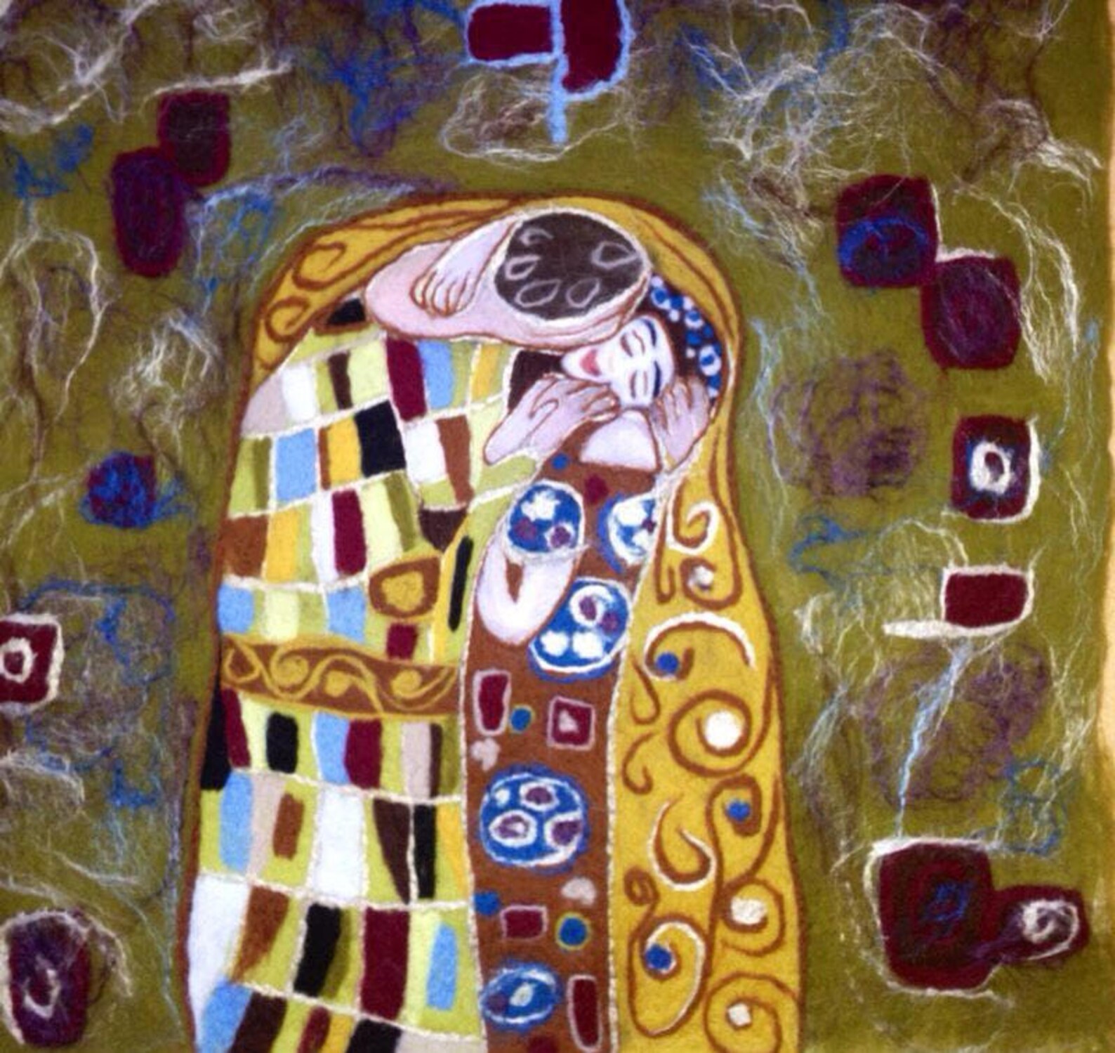 Klimt ‚The Kiss‘ Gemälde-Reproduktion – Öl Auf Leinwand, Gerahmt In New Age Schwarz