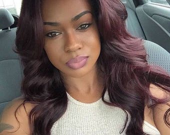 13x4 Frontal Lace WIG Human Hair Dark Burgundy - Etsy Norway 13x4 Frontal Lace WIG Human Hair Dark Burgundy - Etsy Norway