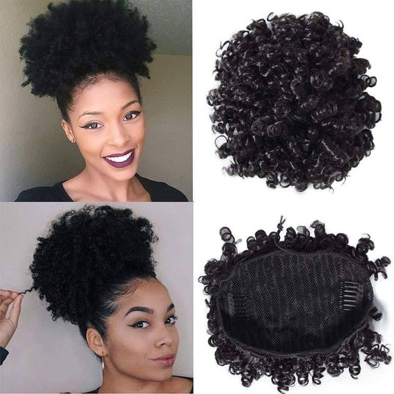 Ponytail Afro Curly Human Hair for a Natural Look Puff. Easy - Etsy Ponytail Afro Curly Human Hair for a Natural Look Puff. Easy - Etsy