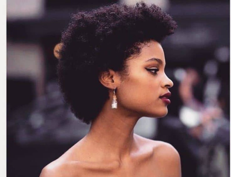 Afro Kinky Curly Short Curly Human Hair Wig Natural Color Etsy