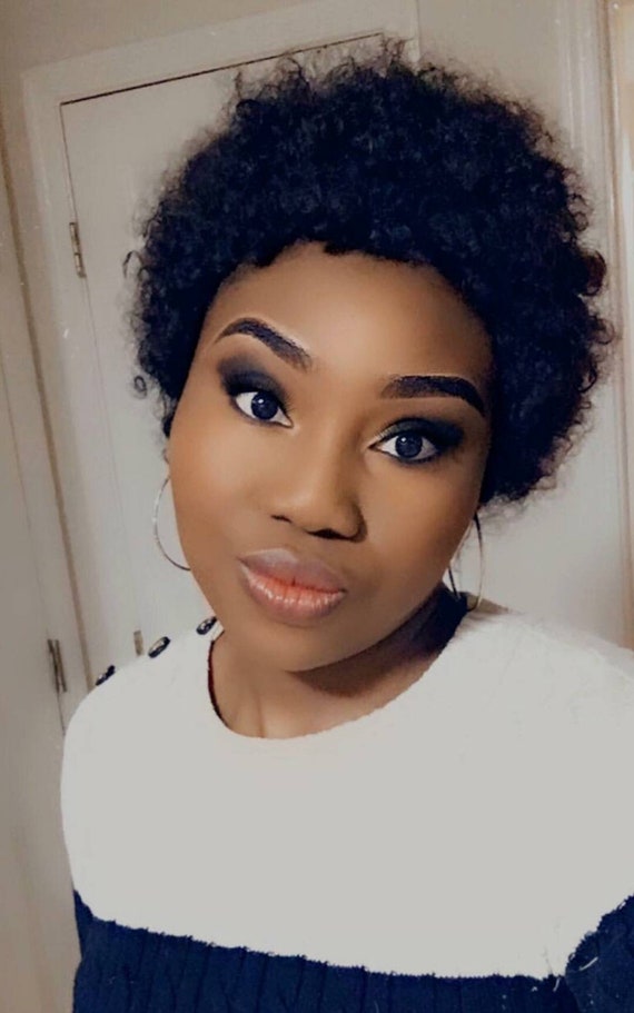 afro curly short curly human hair wig