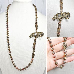 Vintage Leopard Skin Jasper Leopard Jaguar Mountain Lion Necklace