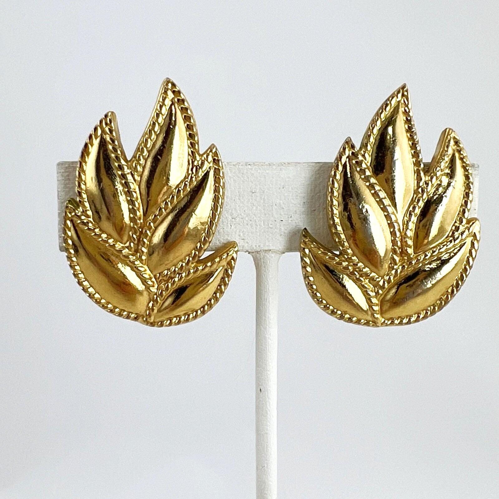 Boucles D'oreilles Clips Monet Bi-color Doré - Vintage, Occasion, Créateur Américain
